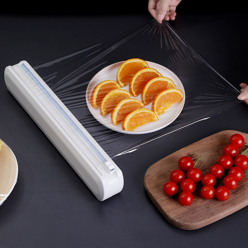 Food Wrap Dispenser Cling Film Cutter Suction Cup Kitchen Supplies Cling Paper Tinfoil Divider Box Foil Box Storage Cling Holder