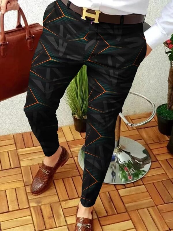 Wiosenne i letnie spodnie dorywczo męskie ołówkowe z nadrukiem spodnie 2023 nowych mężczyzna cienkie średnio wysoka talia Jogger spodnie Slim męskie spodnie garnitur