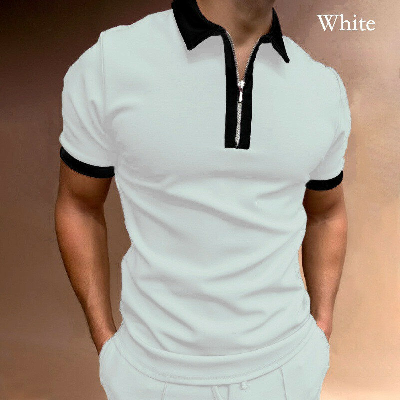 Polo de manga corta para hombre, camisa informal de algodón con bordado de retales, tops sólidos, talla grande 3XL, 2022