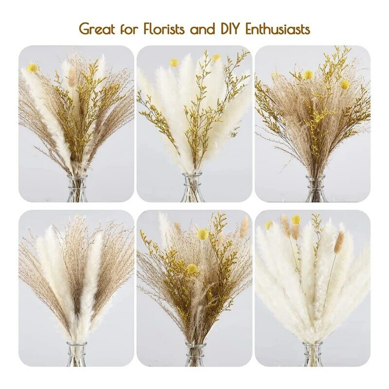 Decoração da grama de pampas 65 pces 17.5 Polegada plantas de pampas secas naturais-flores secas macias & pampas brancas & grama de cana natural