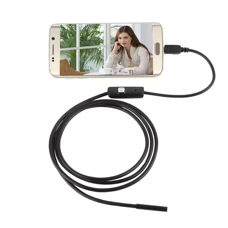 Black 6 LED 7mm Lens Cable Waterproof Mini USB Inspection Borescope Camera For Android Phone Smartphone For PC Inspection Camera