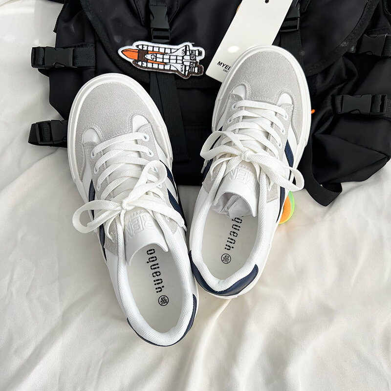 Branco all-match masculino sapatos casuais fora do laço duro-vestindo tênis masculinos qualidade da moda zapatos de hombre primavera novos apartamentos