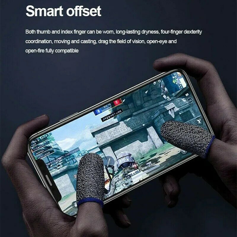 Housse de doigt en Fiber de cuivre Ultra-mince, 2x Pro Gaming Thum Cots, 18 aiguilles, écran tactile respirant, manche de doigt pour PUBG