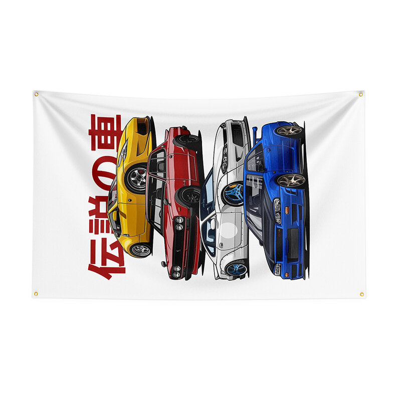 Bandera de coche de carreras JDM, cartel impreso de poliéster para decoración, 90x150cm