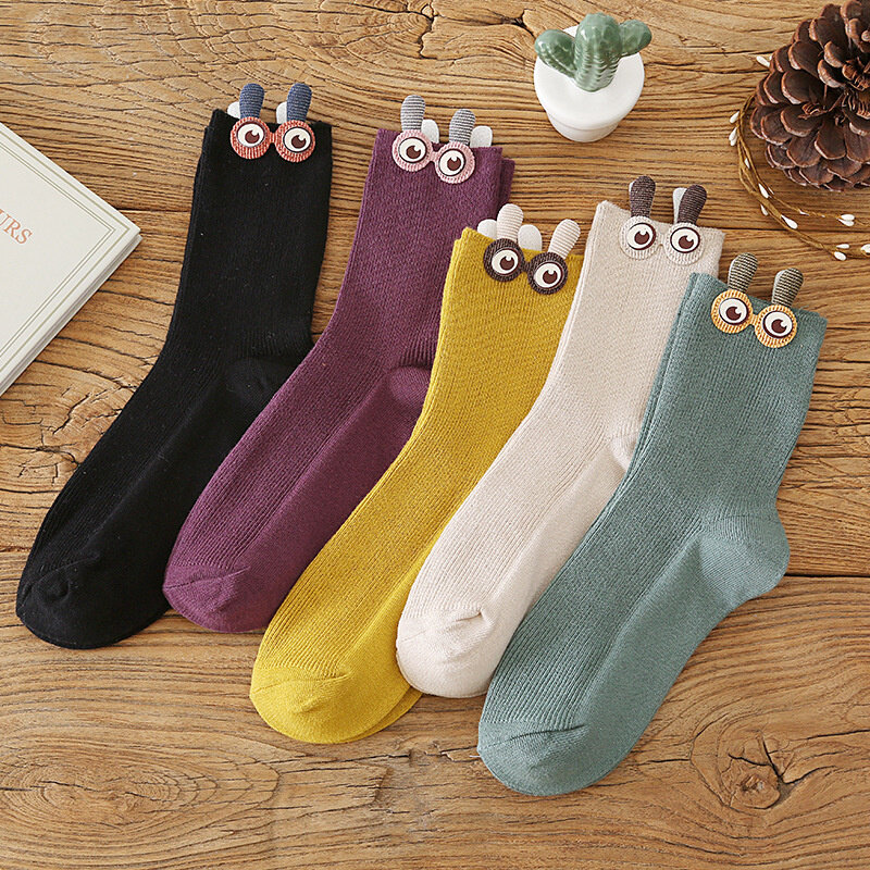 Wholesale 50Pairs Women Cartoon Cotton Sock Street Style Fashion Tube Socks Kawaii Three-Dimensional Animal Socks