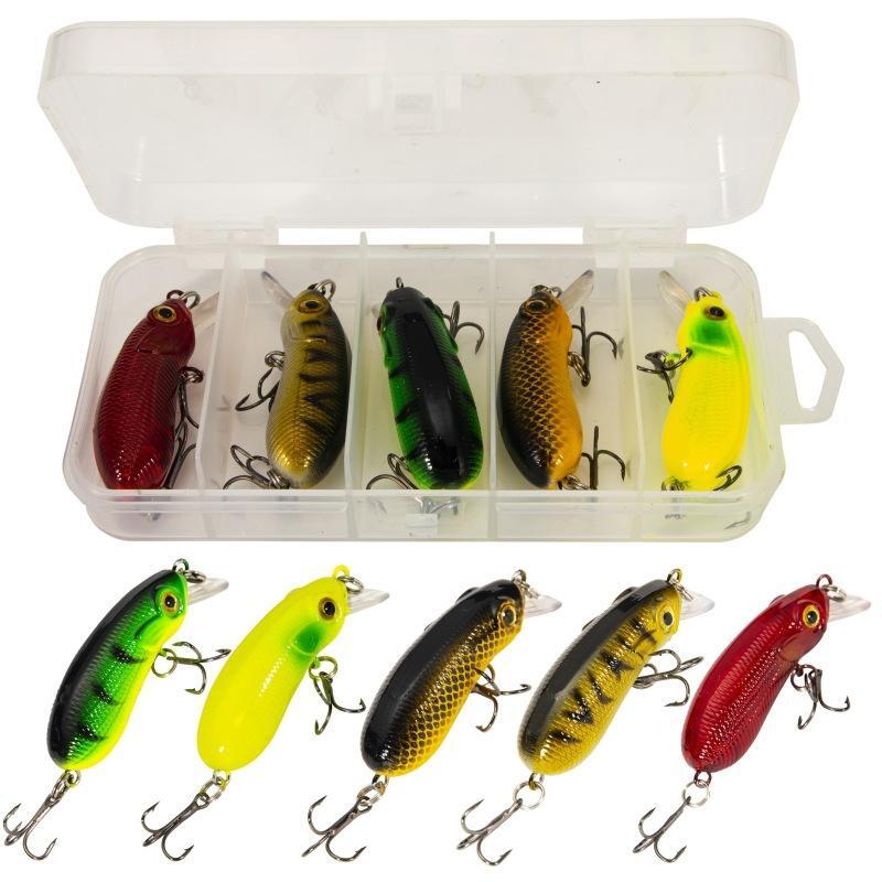 Mini Fishing Bait Set Minnow Floating Artificial Bait 1Pcs/5Pcs 5cm Fishing Lure Kit With Boxed Fishing Tackle High Carbon Steel