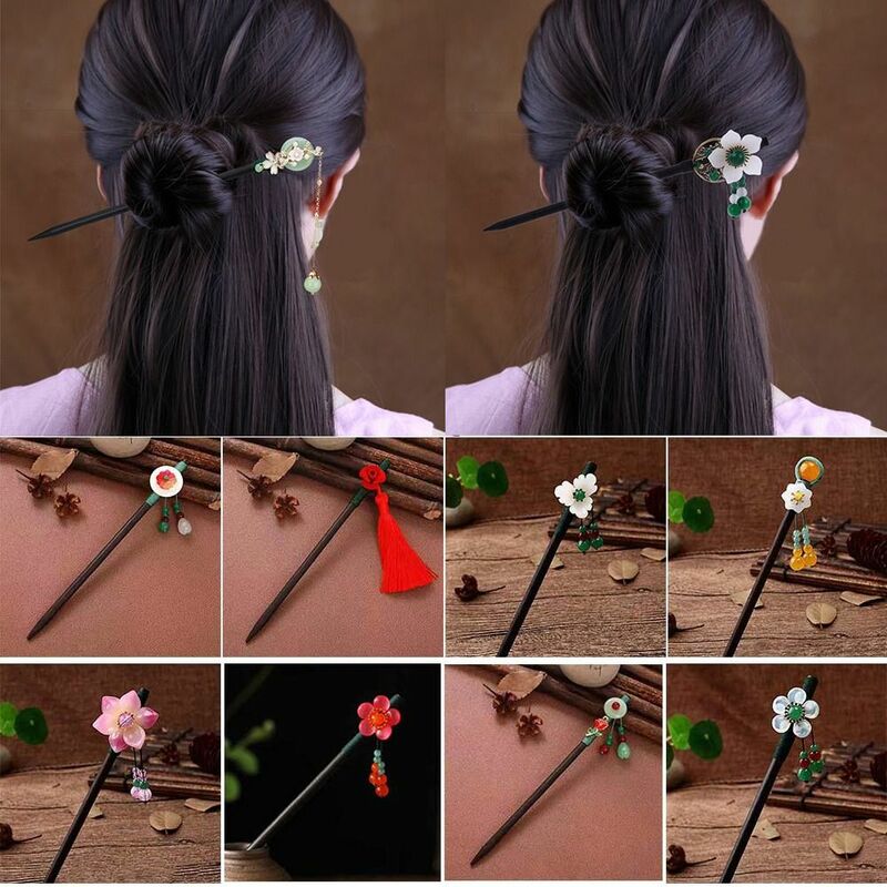New Women Metal Glaze Hairpin Vintage Chinese Style Hair Fork Hair Clip Hair Chopsticks Hanfu Hair Stick