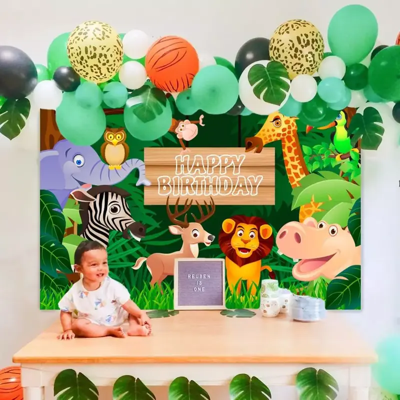 Латексные воздушные шары, зеленые воздушные шары из фольги в виде джунглей, животных, пальмовых листьев, украшения для детской вечеринки