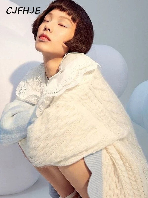 Suéter de punto de Parchwork coreano para mujer, abrigo a cuadros Kawaii, cárdigan de diseñador, ropa de invierno, novedad de otoño, 2022