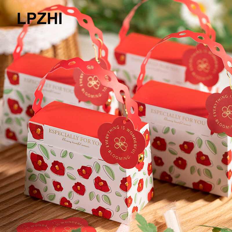 Свадебные подарочные коробки LPZHI с ручкой для свадебной вечеринки, девичника, дня рождения, конфет и подарков, 10 шт.
