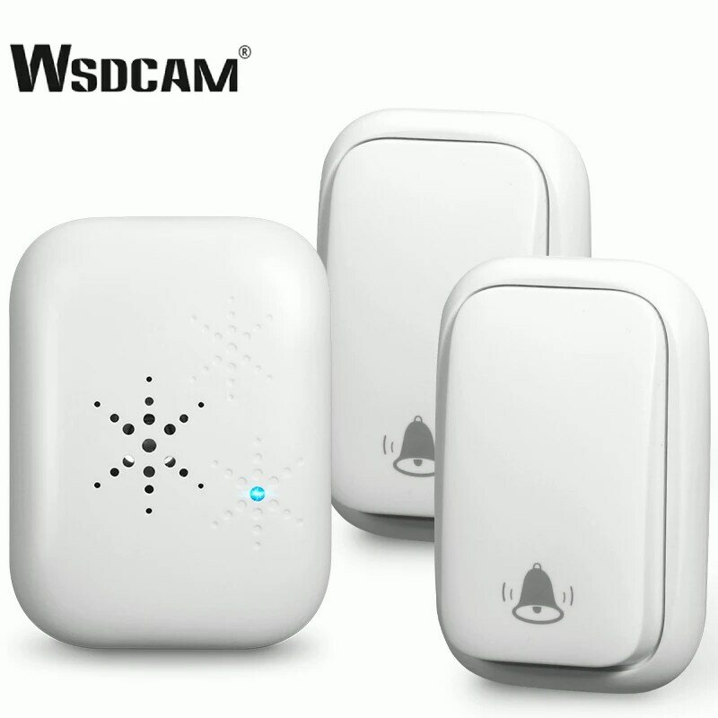 Wsdcam-무선 도어벨, 초인종, 자체 전원 버튼, 방수, 스마트 홈 보안 알람, 초인종, 유럽/미국 플러그용