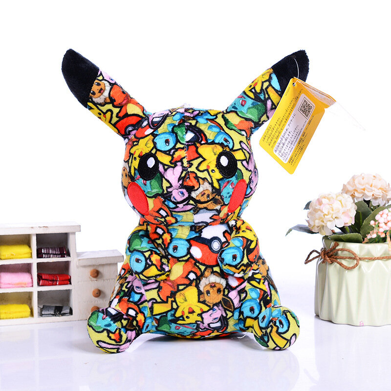 Peluche Pokémon Version Pikachu, 20cm, Graffiti, Style Hip Hop, Créatif, Drôle, Mignon, Cadeau