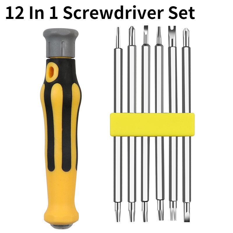 6pcs/12 in 1 Screwdriver Set Insulated Magnetic Screwdriver Bit Hex Torx Screwdriver Bit Flat Hand Tool Safe
