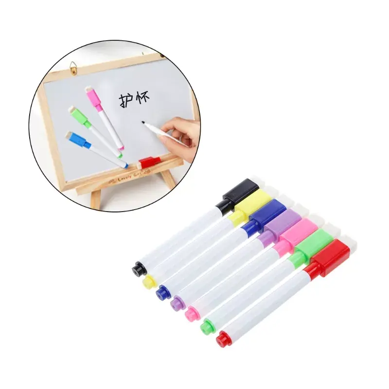 10 Pcs/Set Erasable Whiteboard Marker Pen Set With Kids Ink Pen Student Eraser Marker Drawing Chalk Pen Children Black M4X9