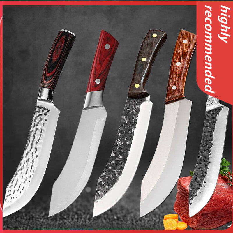 Cuchillo de Chef de acero inoxidable, utensilio de cocina profesional, hecho a mano, para carnicero