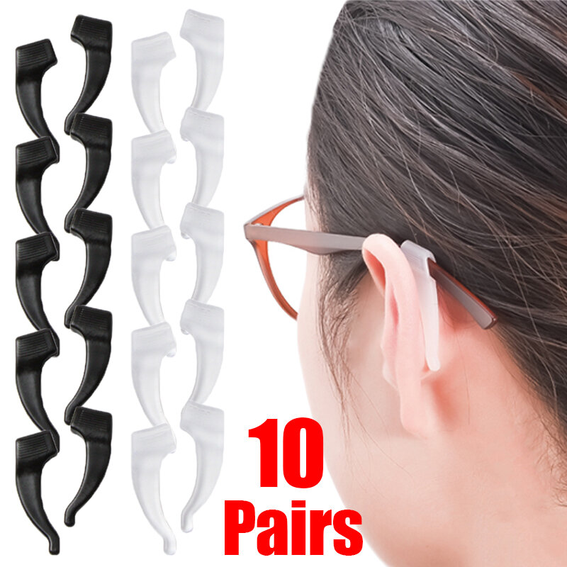 10pairs Silicone Anti-slip Ear Hook for Glasses Elastic Grip Temple Tip Stoppers Holder Eyeglasses Grip Eyewear Retainer Holders
