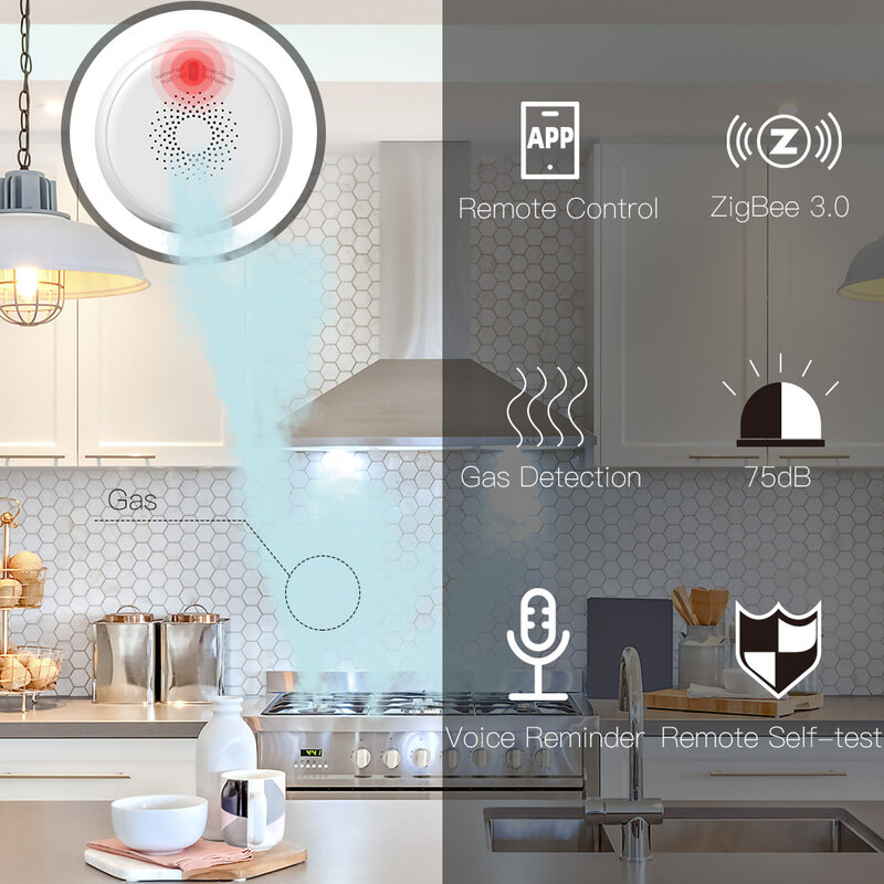 Sensor combustível inteligente zigbee, sistema de alarme de segurança smart life para casa, compatível com o app tuya