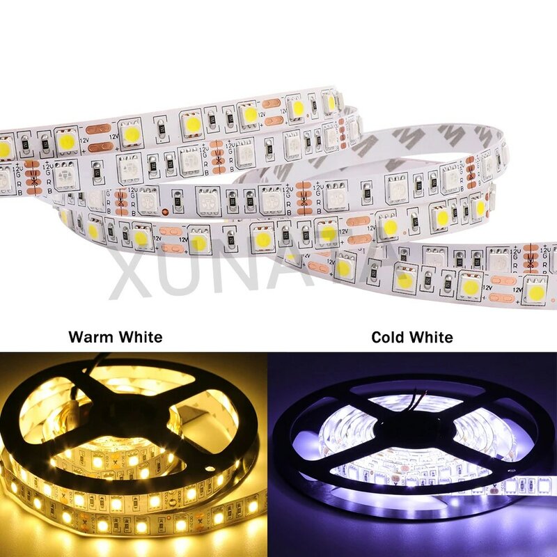 Tira de luces LED Flexible con conector de CC, cinta impermeable con enchufe EU/US/AU/UK para decoración, DC12V, SMD5050, 60leds/M