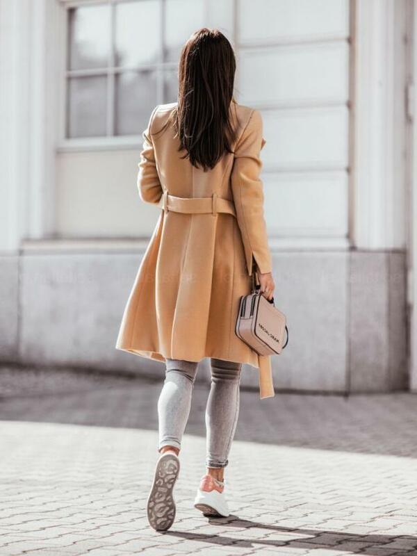Casaco de lã de inverno feminino elegante gola casacos quente flanela mid-length jaqueta casaco plus size 2022 outono inverno novo