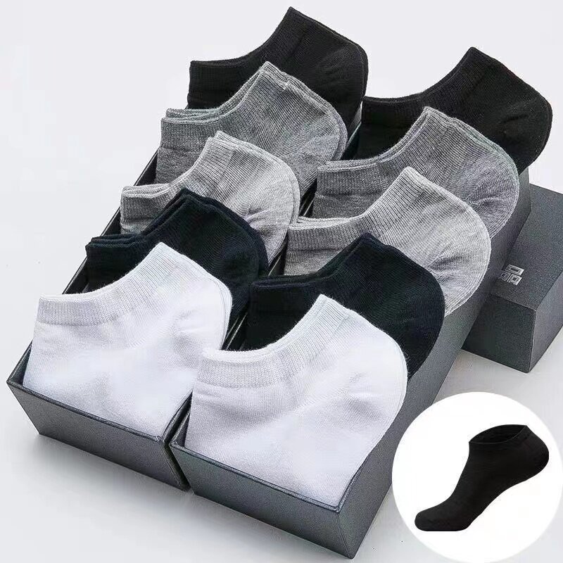 10 pares/meias masculinas meias de barco de verão meias de negócios de cor sólida meias casuais meias de presente respirável e meias de tornozelo por atacado