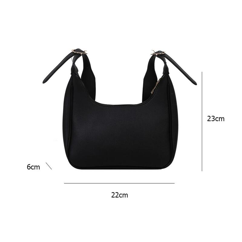 Piccola borsa nera da donna di design semplice borse a tracolla retrò borse da donna in pelle Pu di lusso borse a tracolla a secchiello di colore puro