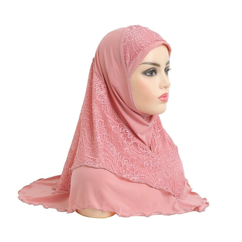 Chapeau arabe pour femmes musulmanes, hijab amira avec couche de dentelle, écharpe islamique de haute qualité, couvre-chef de prière du ramadan, H126