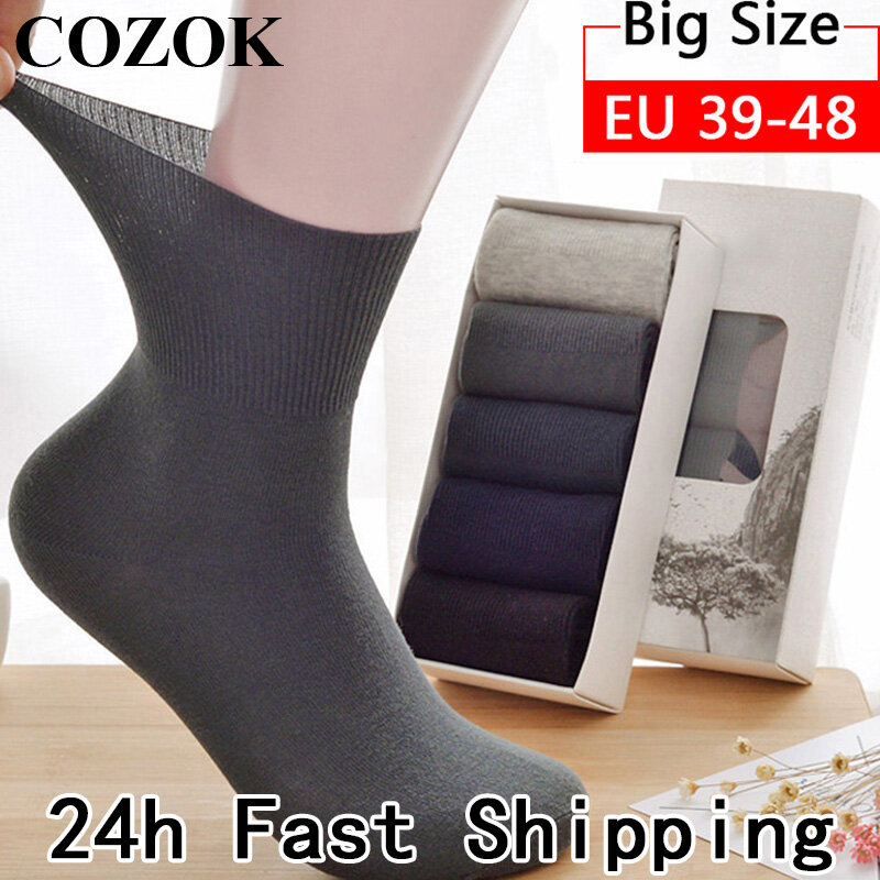 5 Pairs/Lot Diabetic Socks Men Prevent Varicose Veins Socks for Diabetes Hypertensive Patients Cotton Material Big Size46,47,48