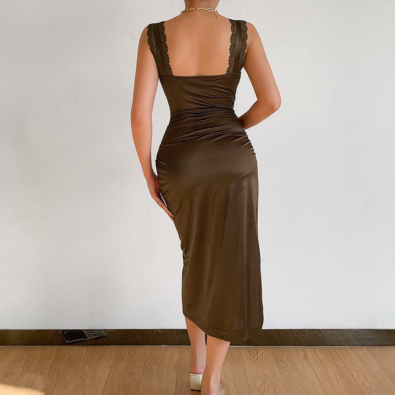 2022 damska koronkowa szyta koronkowa dzielona sukienka na szelkach slim odsłonięta plecak spódnica biodrówka damska letnia sukienka elegancka sukienka kobieta