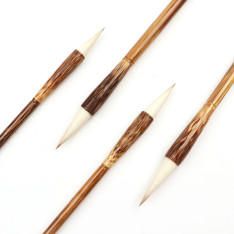 Juego de pinceles para pintura de caligrafía china, pinceles de pelo de lobo de bambú para escritura de acuarela, suministros de Arte de cómic, 4 piezas