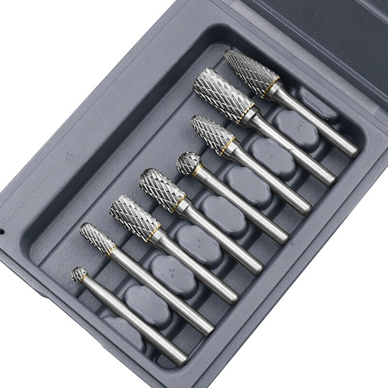 8 Pcs/set 6mm-12mm Tungsten Carbide Burr Bit CNC Engraving 1/4" Rotary Cutter Files Portable Tools Set
