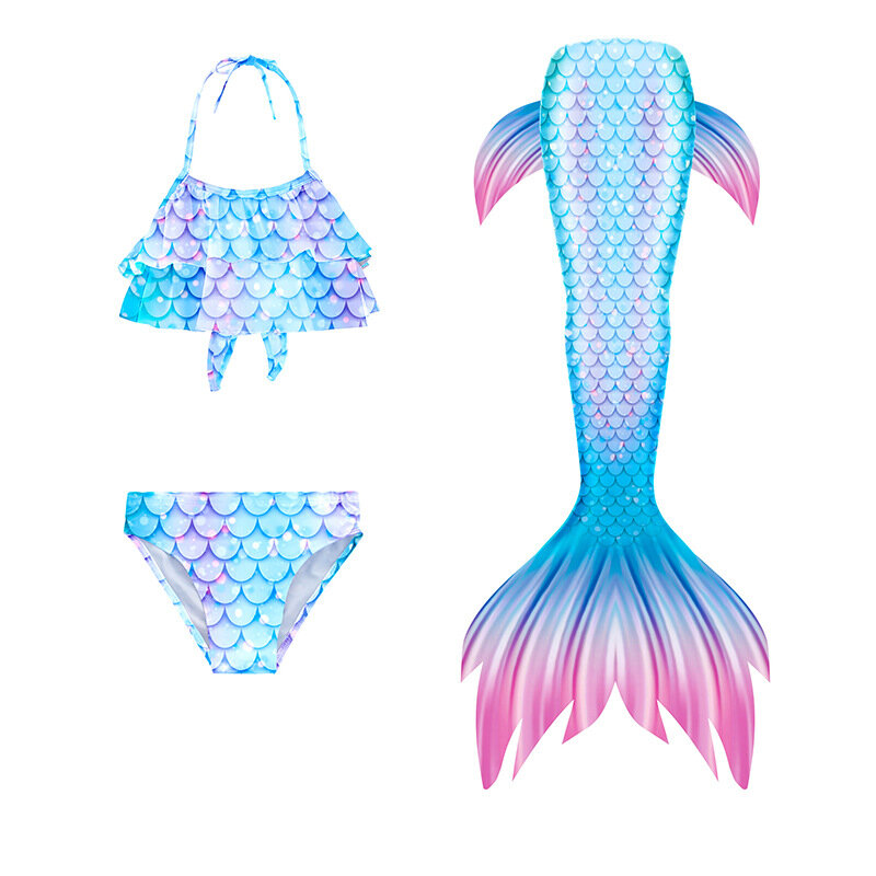 Kids Girls Mermaid Tail Swimwear Costume Cosplay Children Little Mermaid Swimming Fantasy Swimsuit Bikini Dress No Flipper