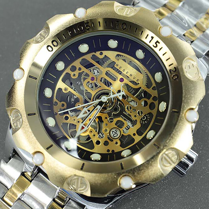 Ungeschlagen Reserve AAA Original Skeleton Zifferblatt Uhren Für Männer Unbesiegbar 18K Gold Invicto Automatische Datum Uhr Relogio Masculino