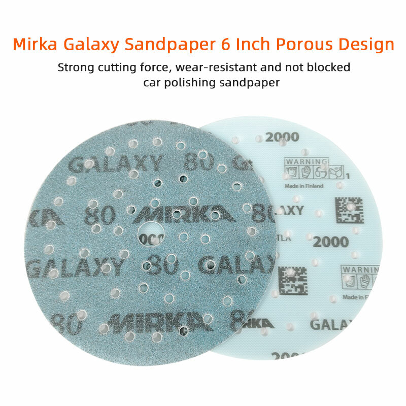 Круглая шлифовальная бумага Mirka Galaxy для полировки, 6 дюймов, пористая Автомобильная Очищающая абразивная бумага для шлифовки, используемая ...