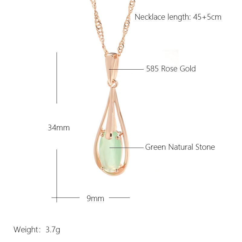 SYOUJYO Grün Smaragd Natürliche Zirkon Drop Anhänger Halskette Für Frauen 585 Rose Gold Farbe Vintage Edlen Schmuck Luxus Halskette