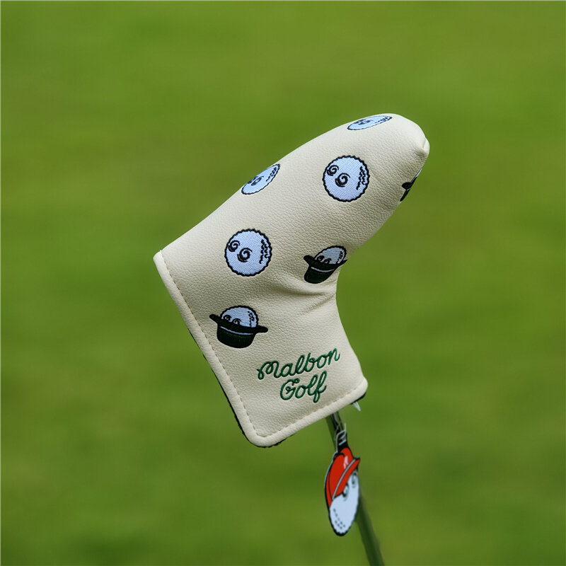 Beige Farbe Fischer Hut Headcovers Fahrer Fairway Holz Putter Abdeckung Leder Golf Clubs Kopf Protector Magnetische Verschluss
