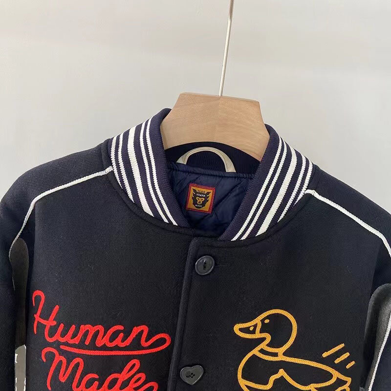 HUMAN MADE Japanese Jacket Men Women Embroidered Duck Thickened Baseball Uniform Human Made Couple Oversized Top