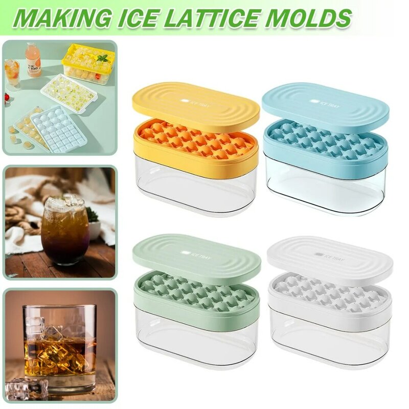 24 Grid Silicone Ice  Maker Mold Ice Mould Box Ice Tray With Lid Bin A Large Capacity  For Bar Gadget Kitchen Accessories