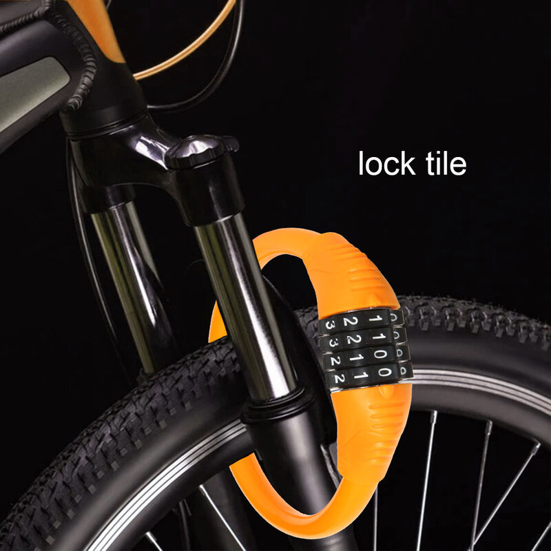 Candado de Bicicleta Antirrobo (4 colores) antirrobo de combinación de 4 dígitos Candado,utilizado para bicicletas, motocicletas, puertas,(Negro)