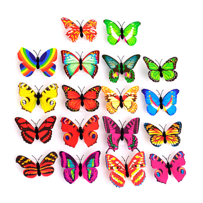 カラフルで光沢のある蝶の形をしたLEDウォールライト,家の装飾用,ランダムな色,1ユニット