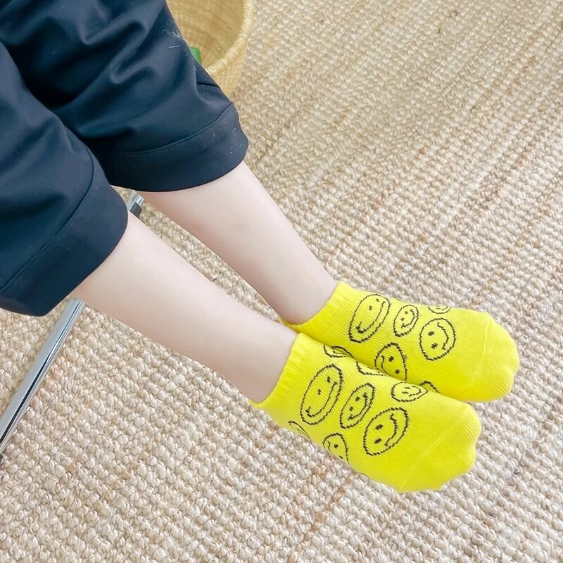 5 Paare/los Sommer Kinder Kurze Socken kawaii Smiley Cartoon kinder Socken Weiche Atmungsaktive Baumwolle Baby Jungen Mädchen Boot Socken