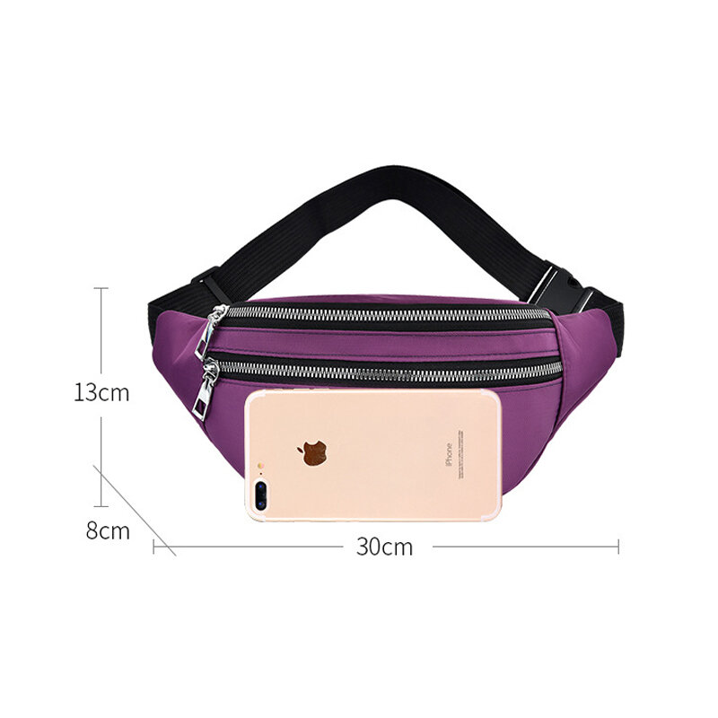 Mode Vrouwen Taille Bag Nylon Riem Tassen Fanny Pack Mobiele Telefoon Belt Bag Outdoor Vrouwen Pouch Taille Zakken Borst Zakken voor Vrouwen Purse