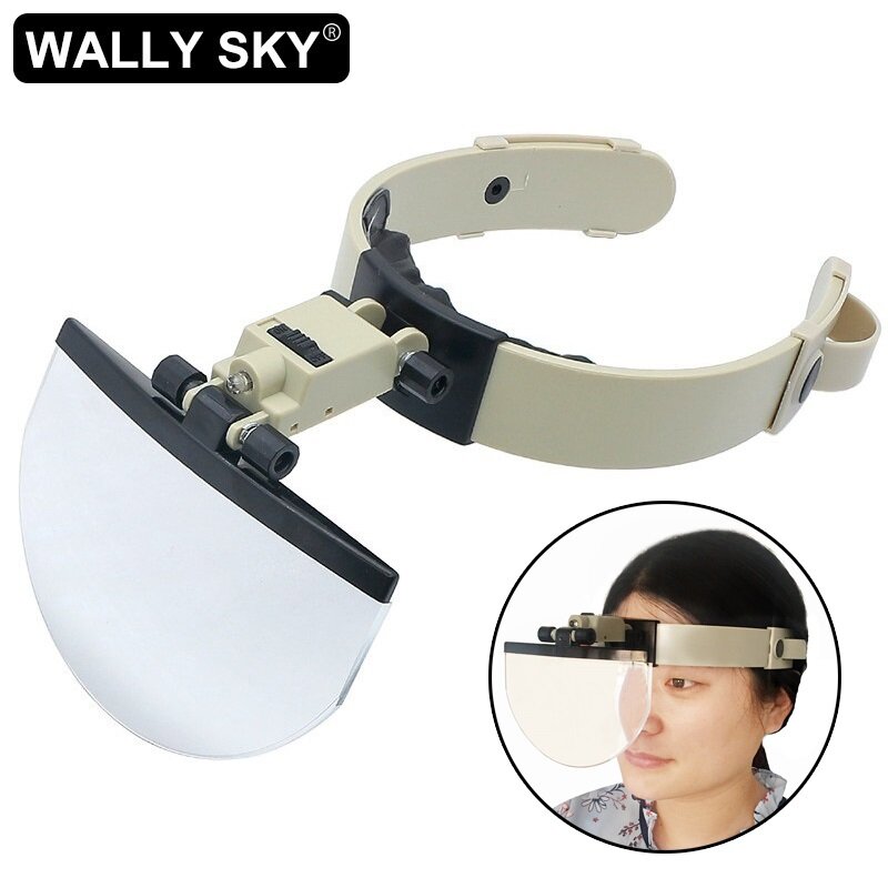 Head Wearing Magnifier 2X 3.5X 4.5X 5.5X Large Lens Magnifying Glass with LED Illumination for Stamp