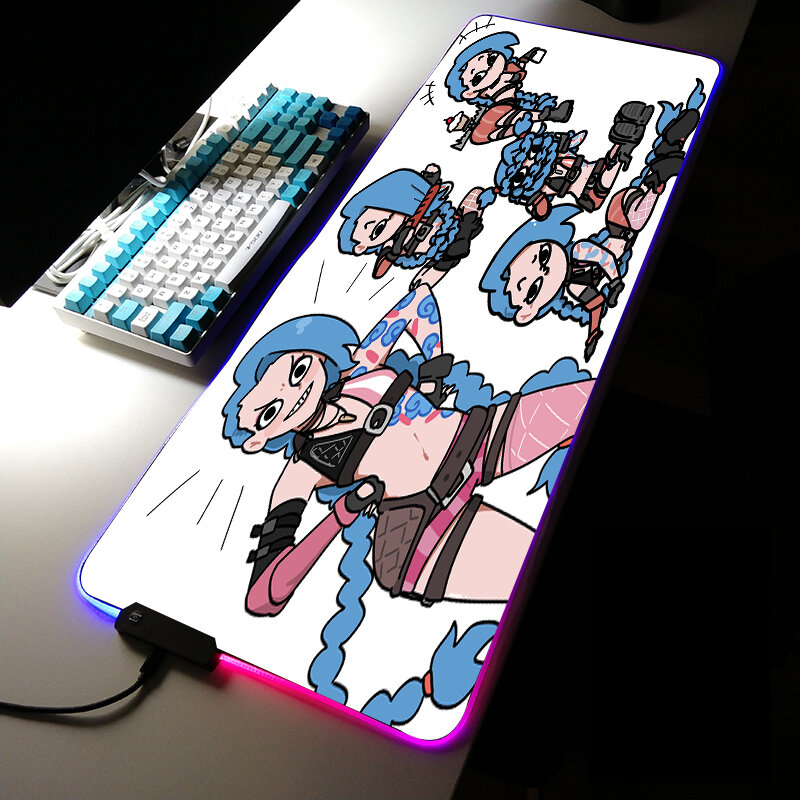 Grand Tapis De Souris Anime Arcane Jinx RGB, pour ordinateur De bureau, PC Gamer, couleur xxl