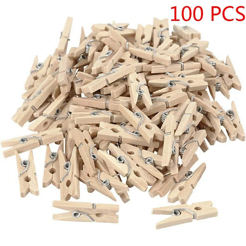 Mini 25mm Natural Wooden Clips 50/100 pcs Photo Clips Clothespin Clips For Photo Clips Clothespin Craft Decoration Clips Pegs