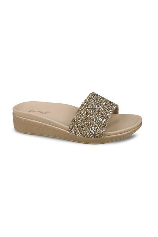 Casualowa lekka i wygodna stylowa ortobetic złoty kolor srebrzyste klapki damskie sandały