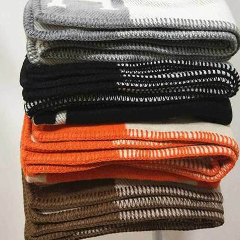 Plaid h Decke Designer Marke Kaschmir Decke für Betten Sofa Fleece gestrickte Wolldecke Home Office Nickerchen werfen tragbaren Schal