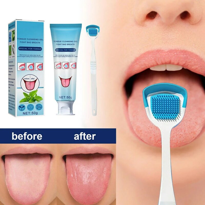 Cleaning Gel Brush Tongue Cleaning Oral Care Remove BadBreath Freshen Breath Women Men Fresh Mint BPA Free Toothbrush Kakostomia