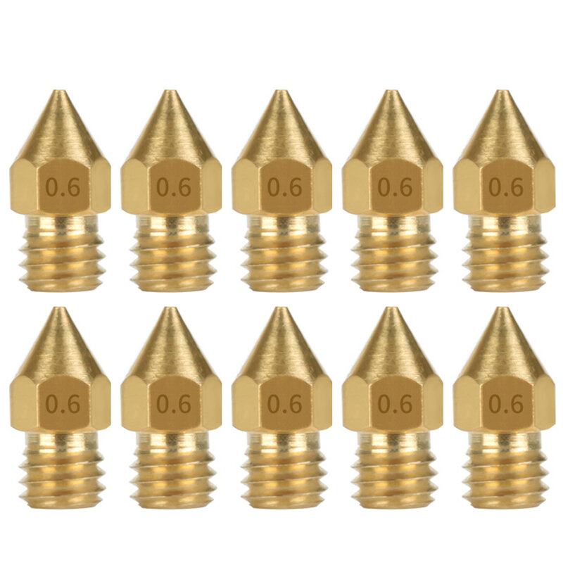 10 pçs impressora 3d cabeças de bronze bico mk8 extrusora cabeças impressão substituição para cr 10 3mm 0 4mm