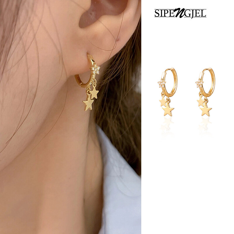 SIPENGJEL Fashion Star orecchini pendenti Design coreano orecchini a cerchio piccoli per gioielli da donna 2021
