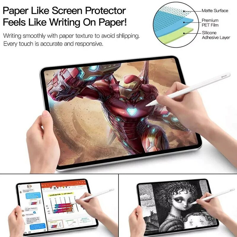Pelindung Layar Seperti Kertas untuk 2020 iPad Pro 12.9 Inci Matte PET Film Lukisan Anti-silau untuk Apple A2229 A2069 A2232 A2233